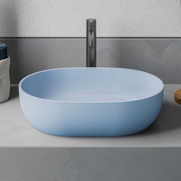 Ruvati 19-inch Pacific Blue epiStone Solid Surface Modern Bathroom Vessel Sink RVB2119LE - main